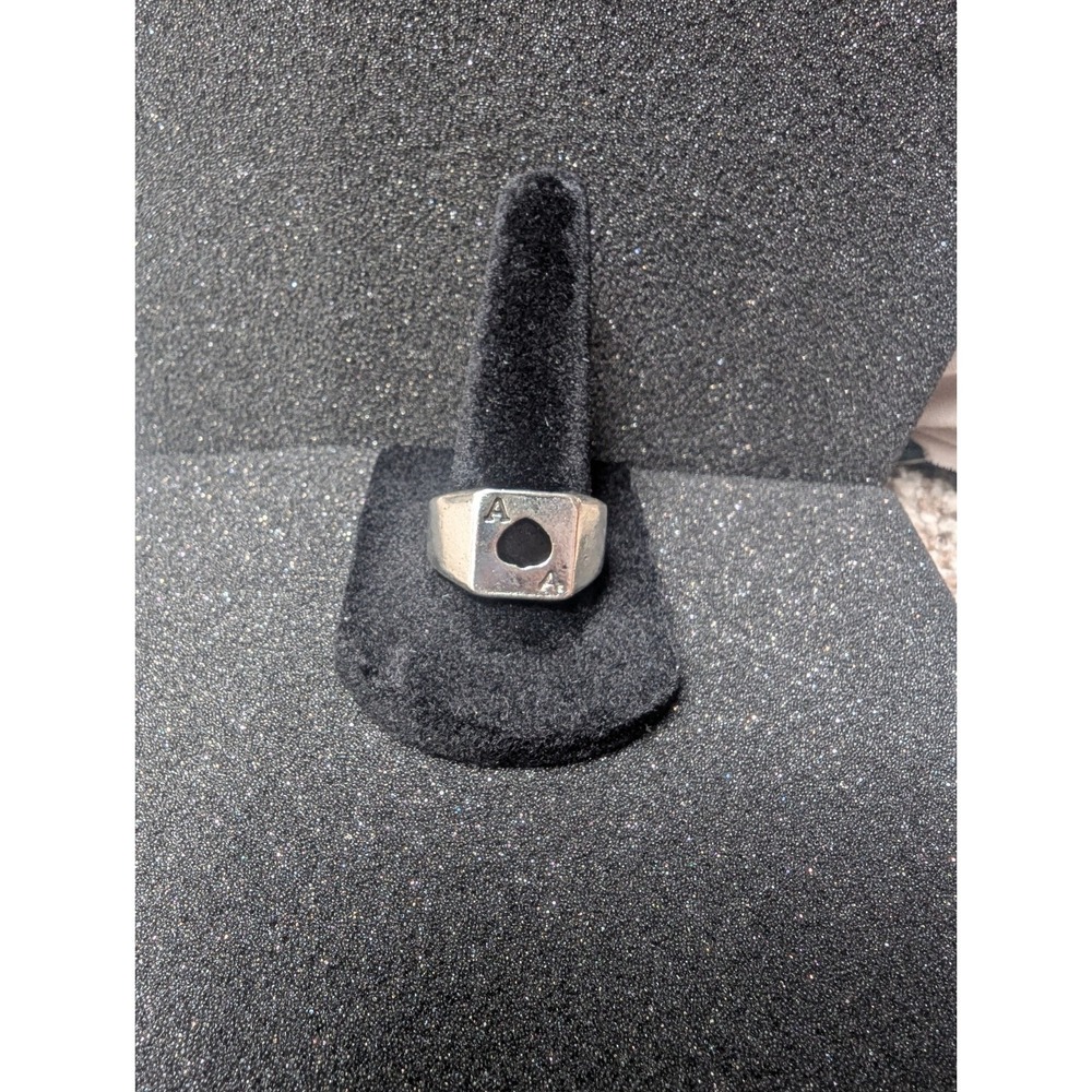 Silver Toned Ace Of Spades Ring - Size 9.5